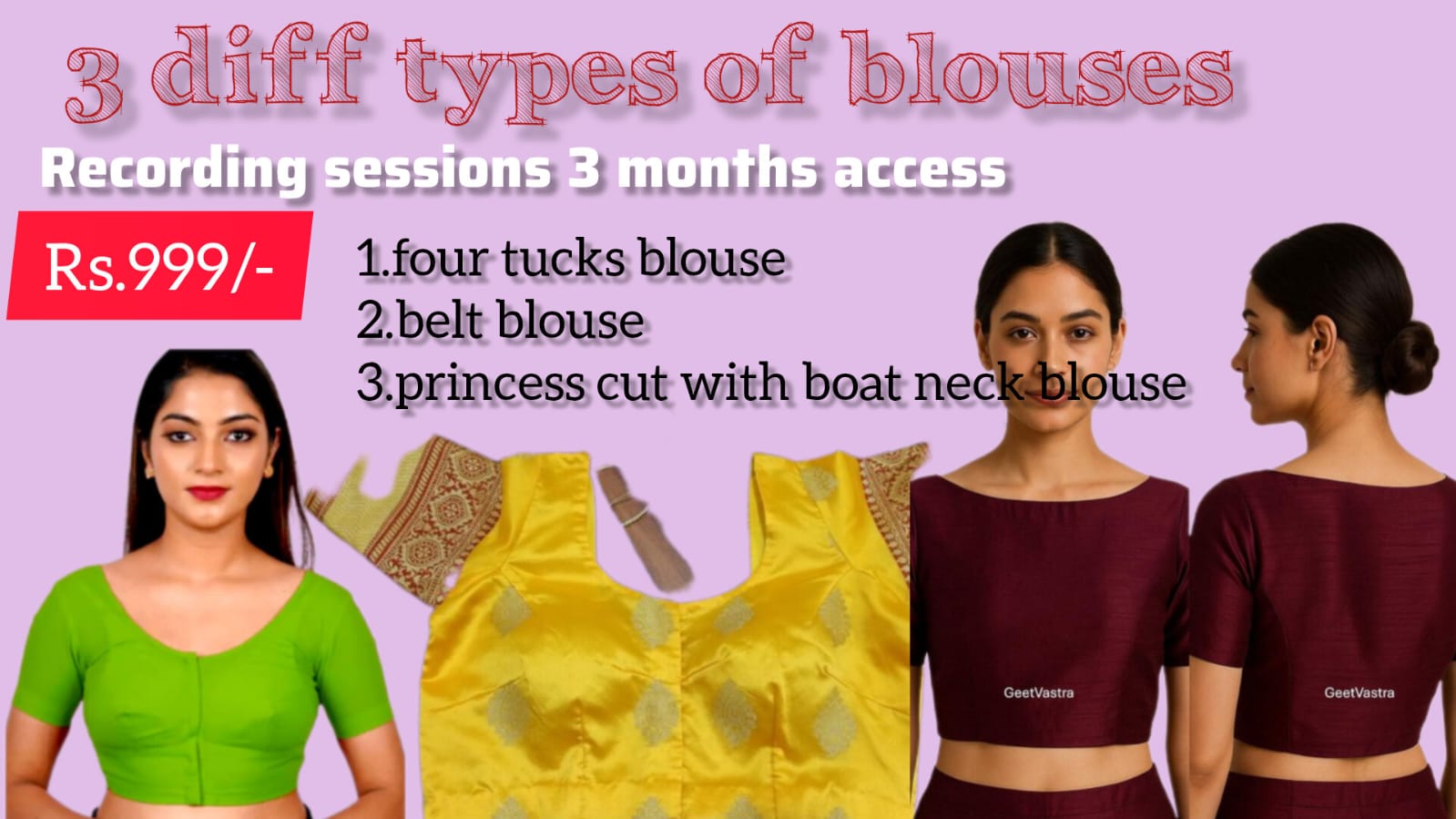 3 DIFF TYPES OF BLOUSES COURSE